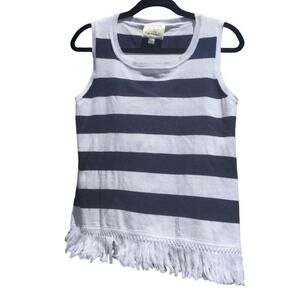 Sail to Sable Navy and White Striped Fringe Tank
